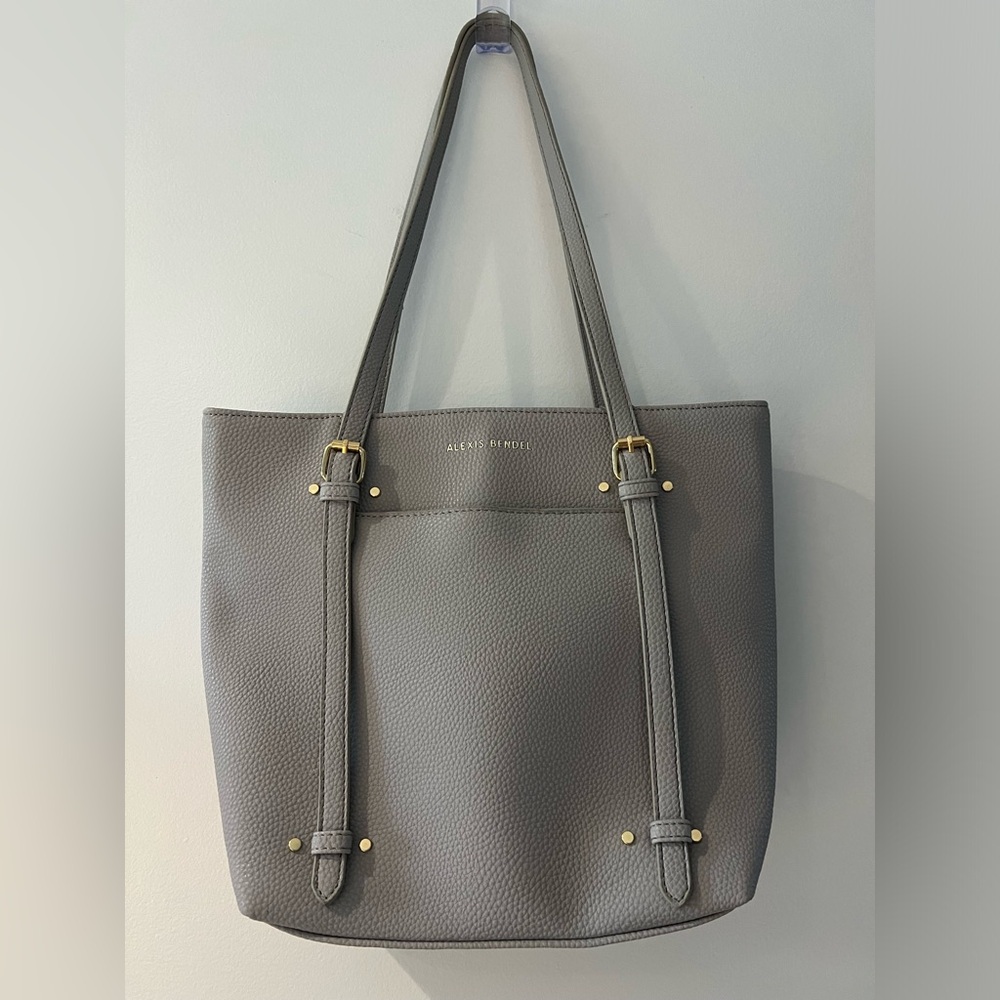 Alexis Bendel Women's Vegan Leather Chic Tote Everyday Handbag Purse Gray